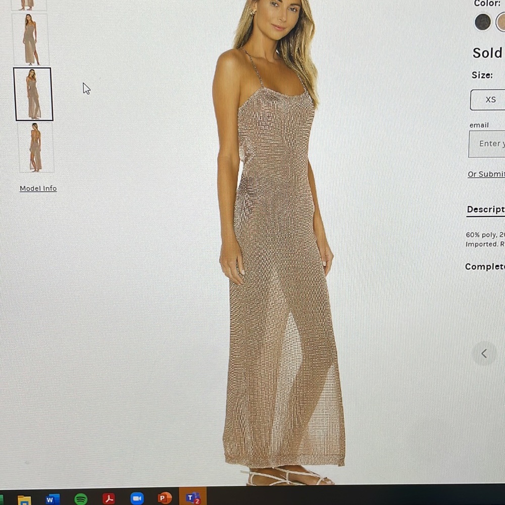 BNWT - Lovers and Friends - Soraya Maxi Dress Gold -